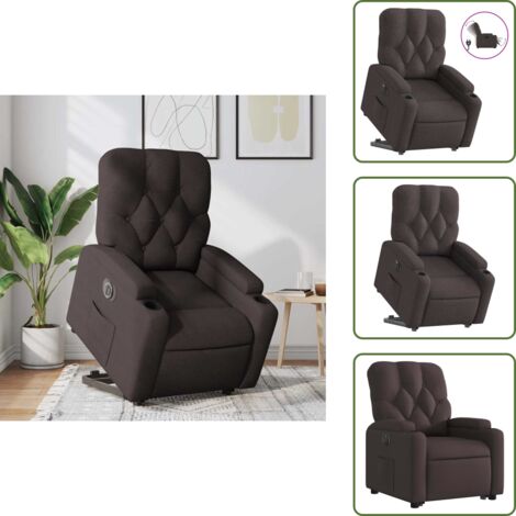 Sillón eléctrico con motor - vidaXL Sillón eléctrico reclinable elevable de tela marrón oscuro - Reposapiés eléctrico