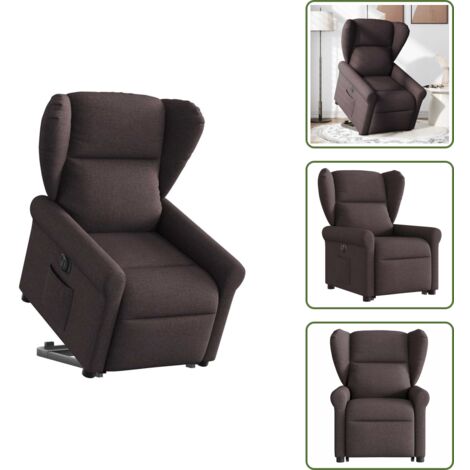 Sillón eléctrico con motor - vidaXL Sillón eléctrico reclinable elevable de tela marrón oscuro - Reposapiés eléctrico
