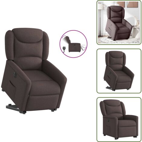 Sillón eléctrico con motor - vidaXL Sillón eléctrico reclinable elevable de tela marrón oscuro - Reposapiés eléctrico