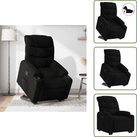 Sillón eléctrico con motor - vidaXL Sillón eléctrico reclinable elevable de tela negro - Reposapiés eléctrico