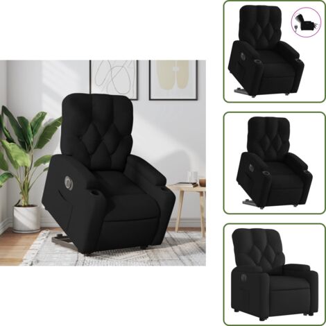 Sillón eléctrico con motor - vidaXL Sillón eléctrico reclinable elevable de tela negro - Reposapiés eléctrico
