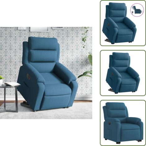 Sillón eléctrico con motor - vidaXL Sillón eléctrico reclinable elevable de terciopelo azul - Reposapiés eléctrico