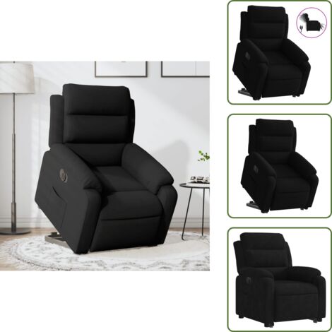 Sillón eléctrico con motor - vidaXL Sillón eléctrico reclinable elevable de terciopelo negro - Reposapiés eléctrico