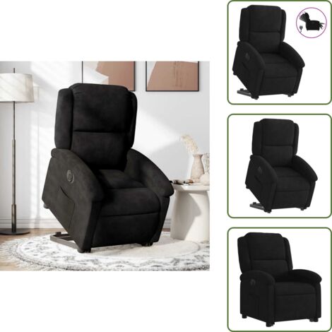 Sillón eléctrico con motor - vidaXL Sillón eléctrico reclinable elevable de terciopelo negro - Reposapiés eléctrico