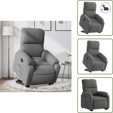 Sillón eléctrico con motor - vidaXL Sillón eléctrico reclinable elevable tela microfibra gris - Reposapiés eléctrico