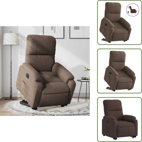 Sillón eléctrico con motor - vidaXL Sillón eléctrico reclinable elevable tela microfibra marrón - Reposapiés eléctrico