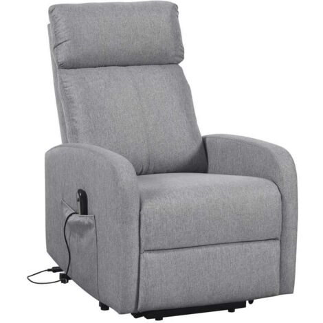 Sillón eléctrico levantapersonas Life tapizado en tela gris, 104cm(alto) 64cm(ancho) 93cm(fondo)