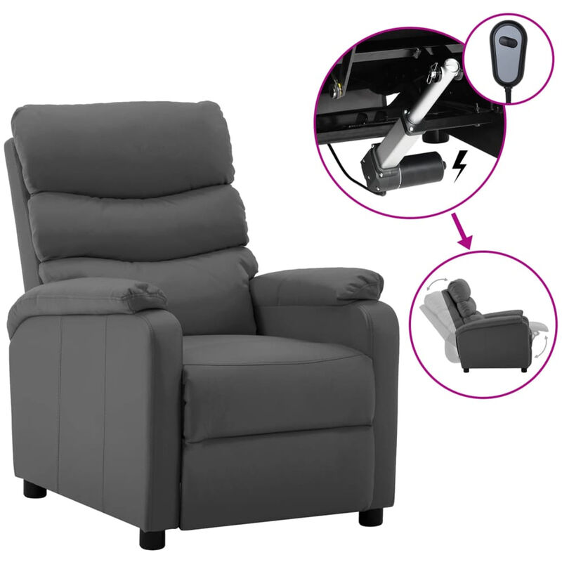 

Sillon electrico reclinable cuero sintetico gris