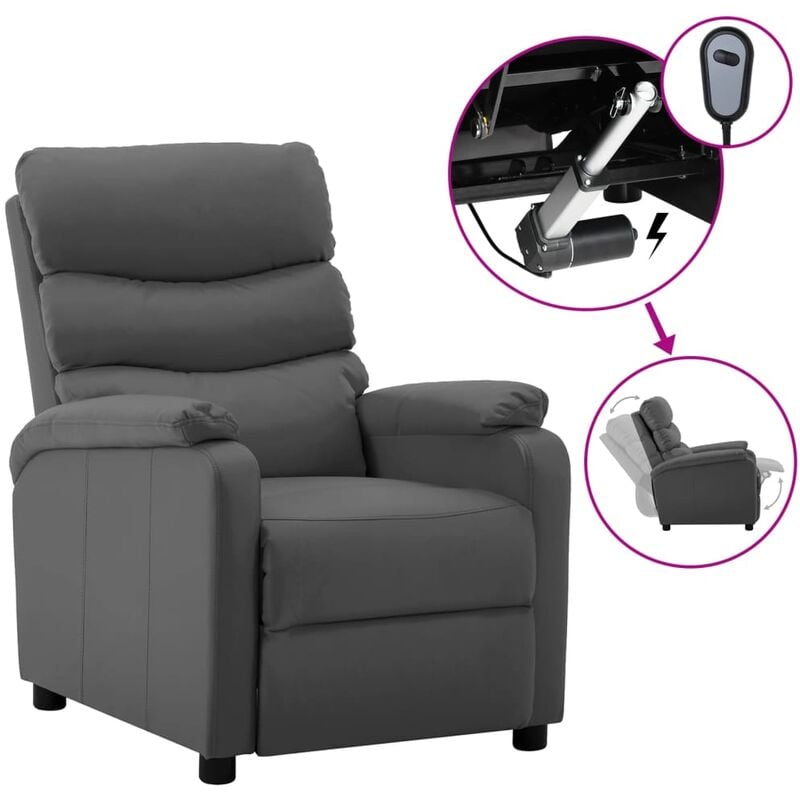 

Sillón eléctrico reclinable cuero sintético gris