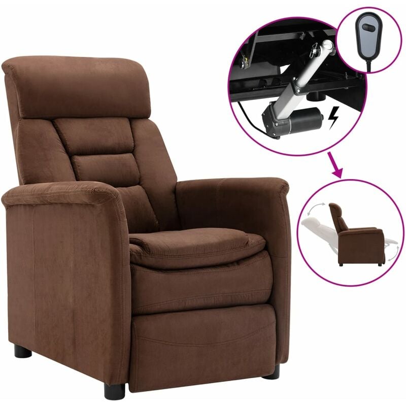 

Sillón eléctrico reclinable cuero sintético marrón