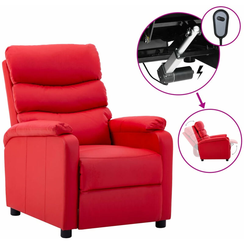 

Happyshopping - Sillon electrico reclinable cuero sintetico rojo