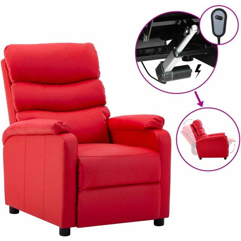 

Sillón eléctrico reclinable cuero sintético rojo