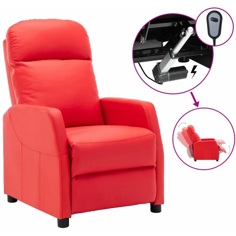 

Sillón eléctrico reclinable cuero sintético rojo