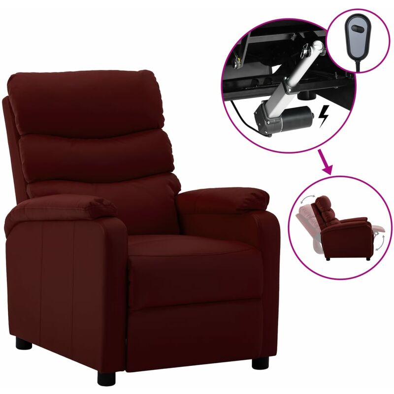 

Sillón eléctrico reclinable cuero sintético rojo tinto