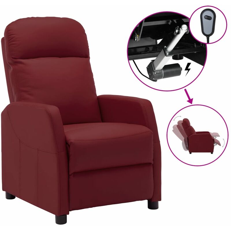 

Sillón eléctrico reclinable cuero sintético rojo tinto