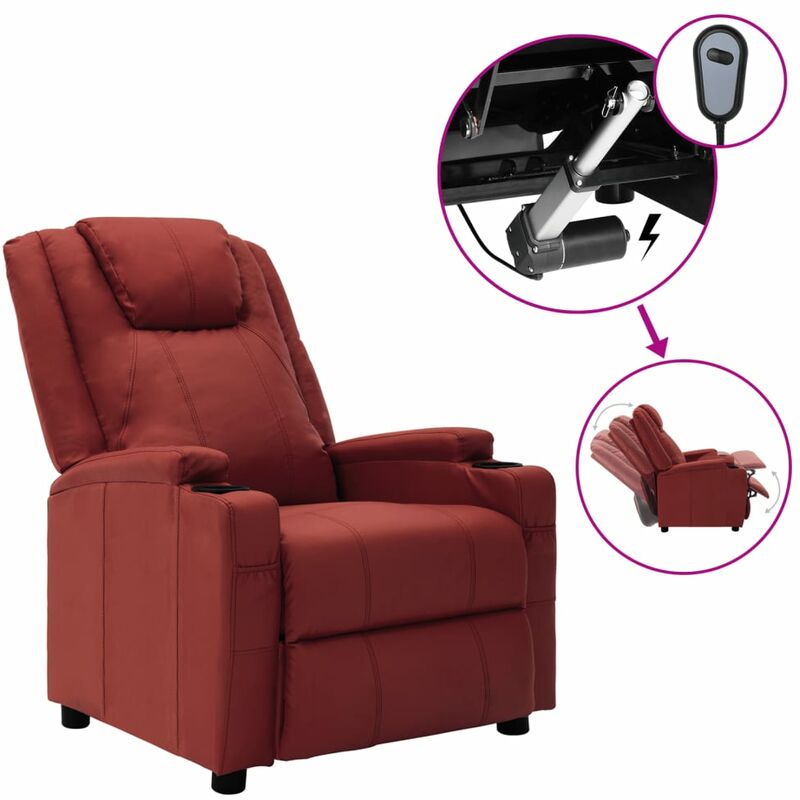 

Sillón eléctrico reclinable cuero sintético rojo vino tinto