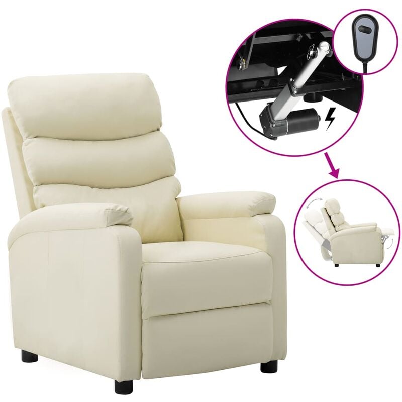

Sillón eléctrico reclinable de cuero sintético crema
