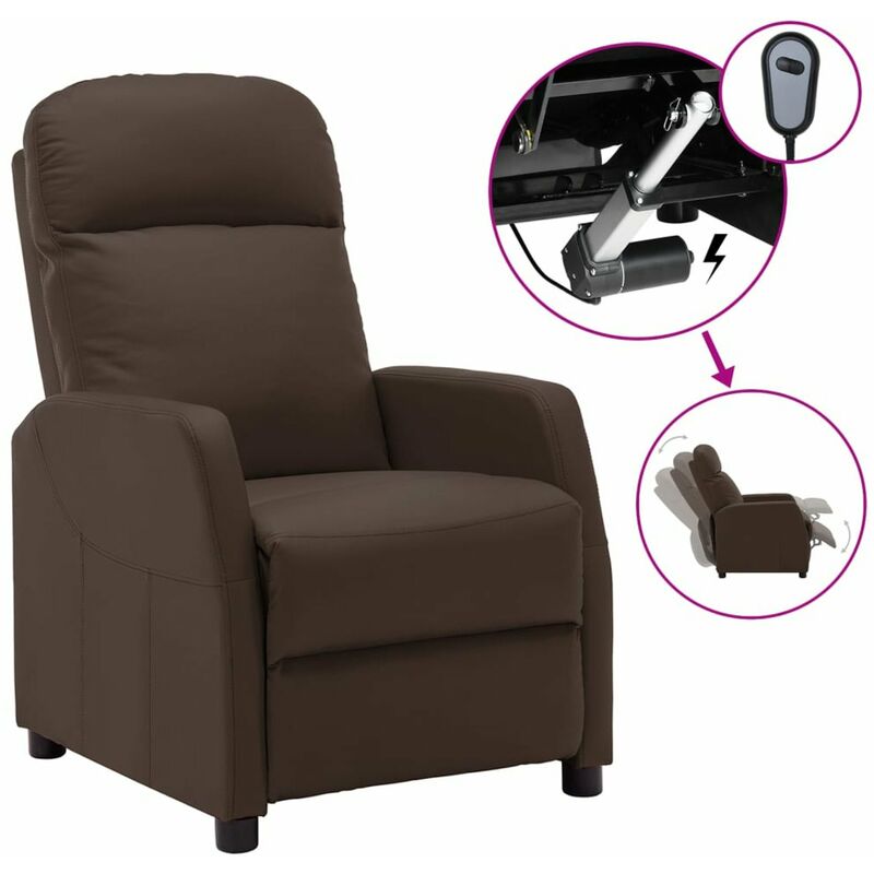 

Happyshopping - Sillon electrico reclinable de cuero sintetico marron