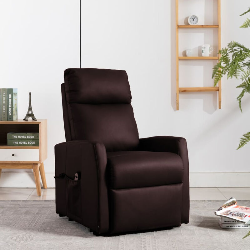 

Sillon electrico reclinable de cuero sintetico marron