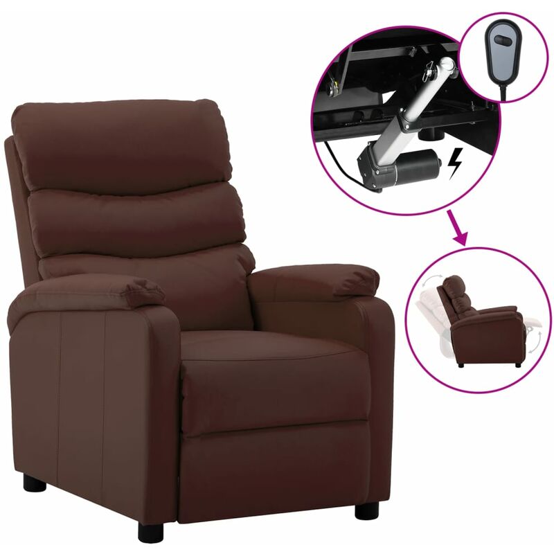 

Sillón eléctrico reclinable de cuero sintético marrón