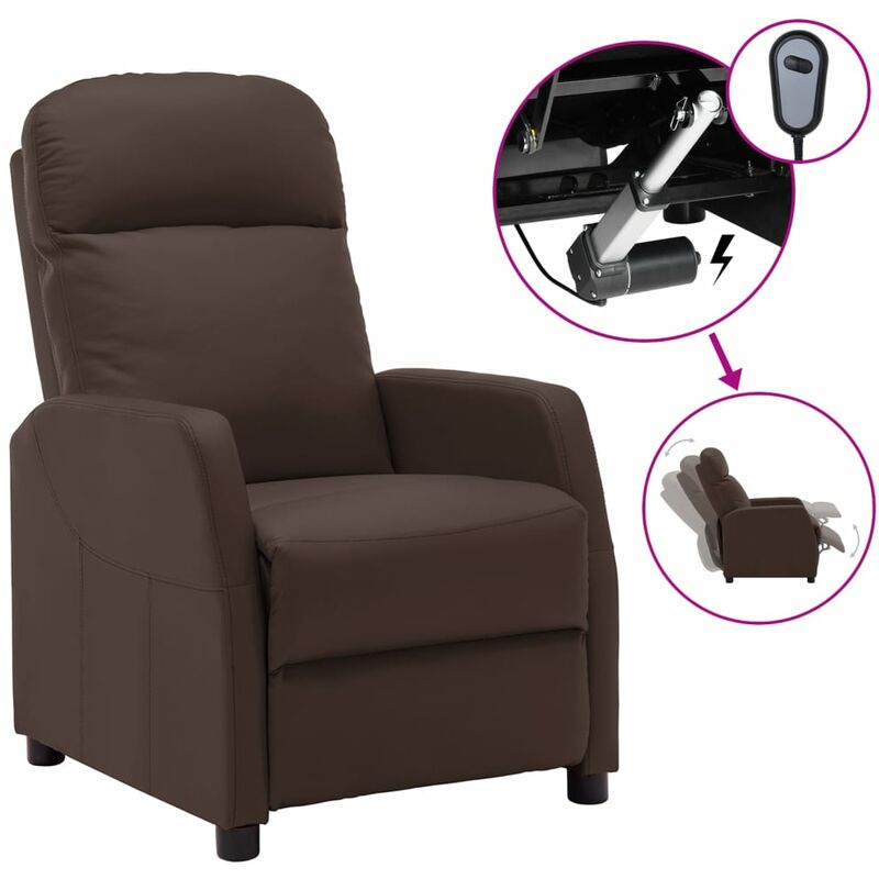 

Sillón eléctrico reclinable de cuero sintético marrón