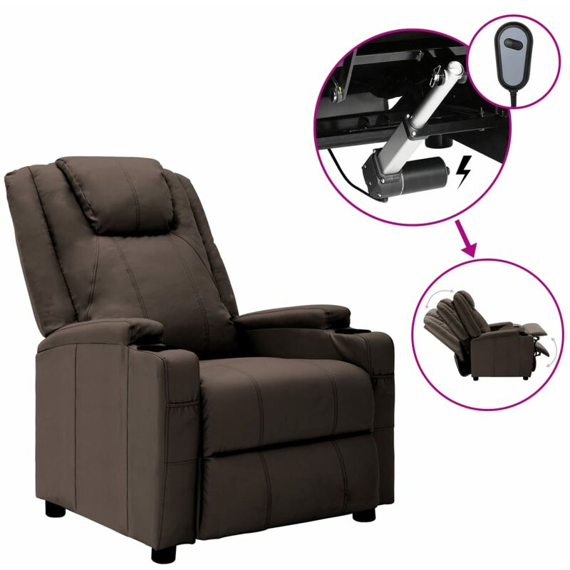 

Sillón eléctrico reclinable de cuero sintético marrón