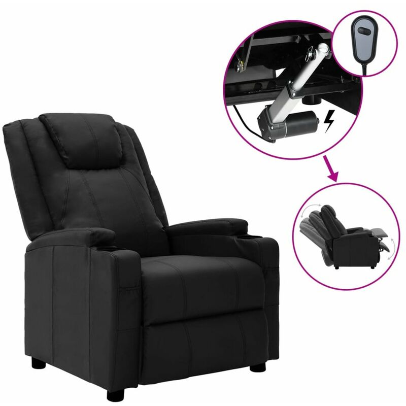 

Happyshopping - Sillon electrico reclinable de cuero sintetico negro
