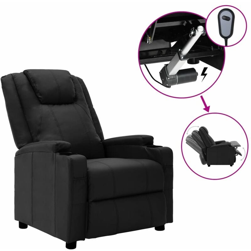 

Sillón eléctrico reclinable de cuero sintético negro