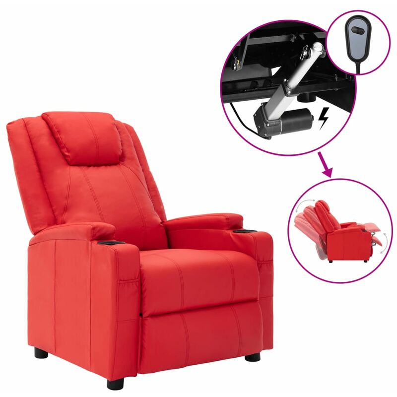 

Sillón eléctrico reclinable de cuero sintético rojo