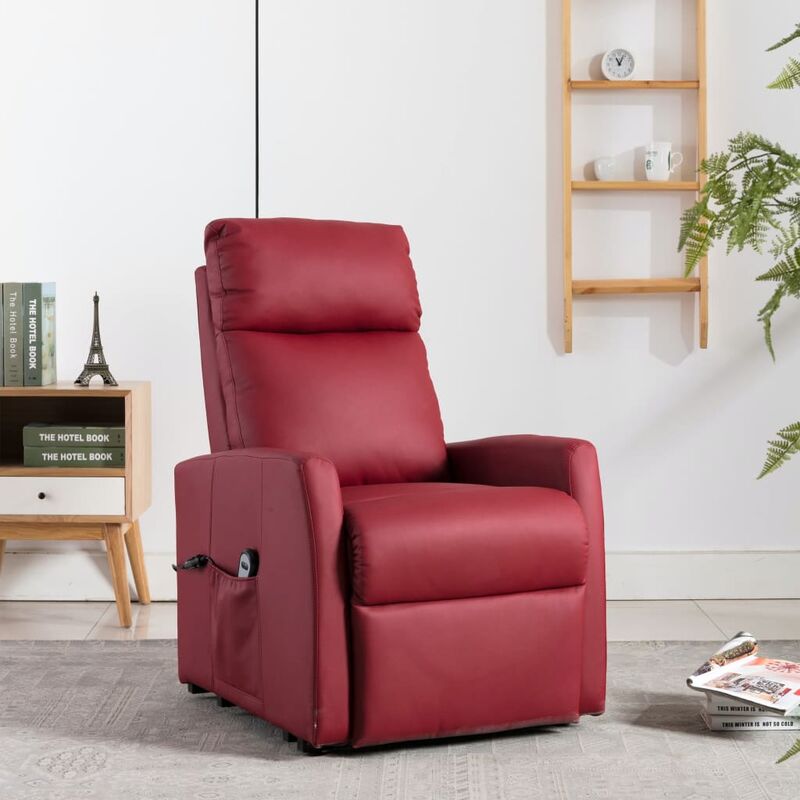 

Sillón eléctrico reclinable de pie cuero sintético vino tinto