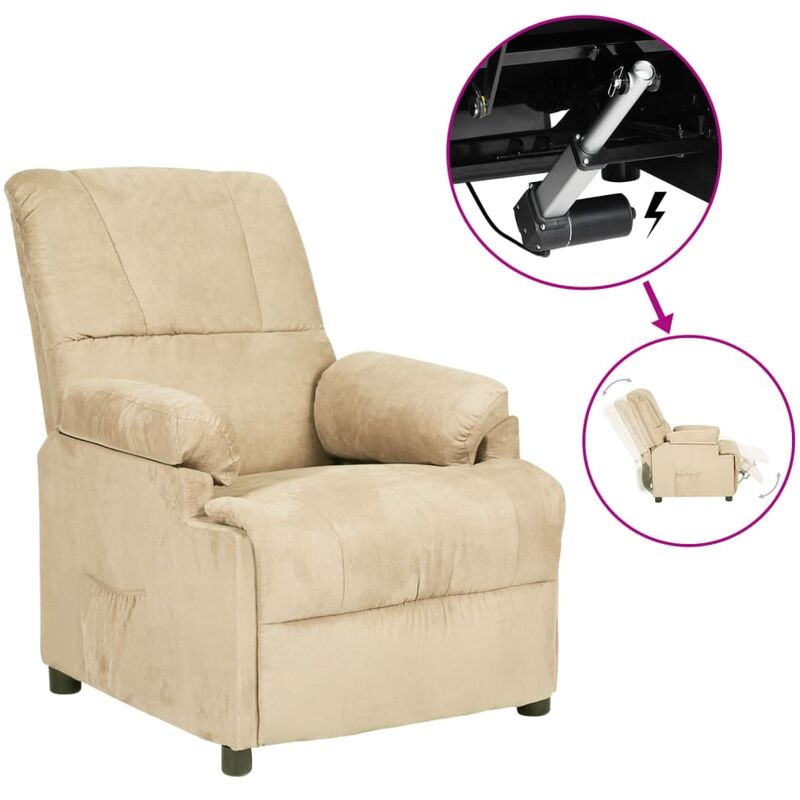 

Sillón eléctrico reclinable de piel de ante sintético crema