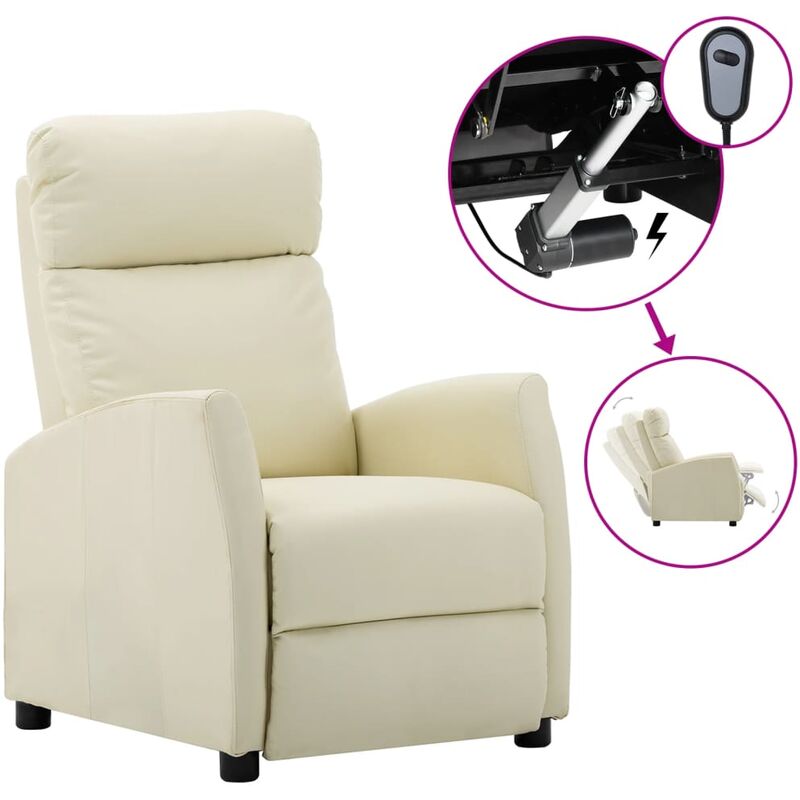 

Sillón eléctrico reclinable de piel sintética crema