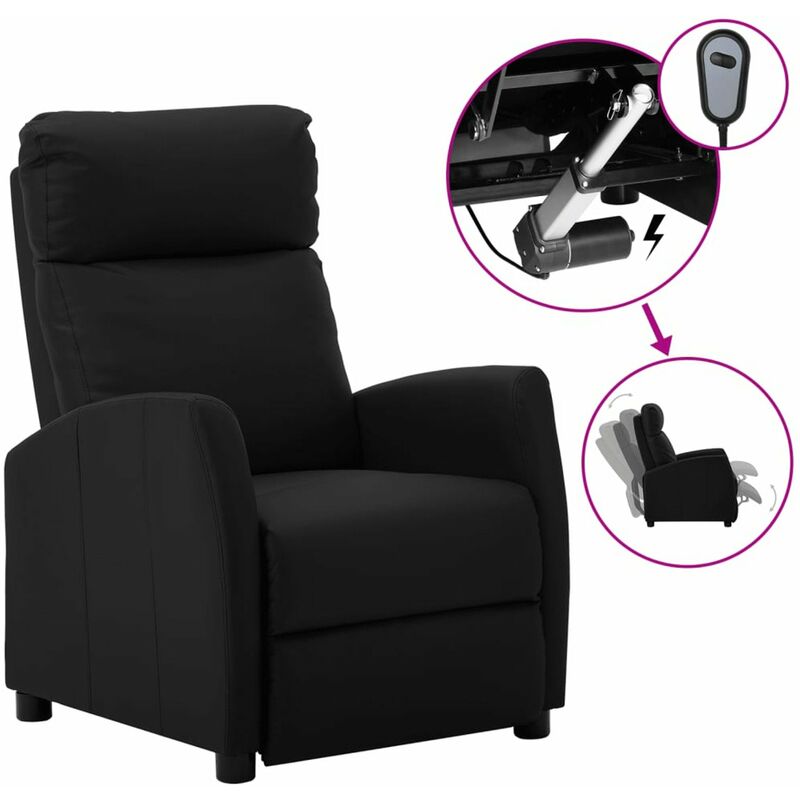 

Sillon electrico reclinable de piel sintetica negra