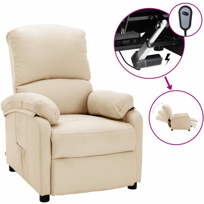 

Sillón eléctrico reclinable de tela crema