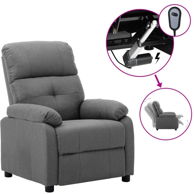 

Sillón eléctrico reclinable de tela gris claro