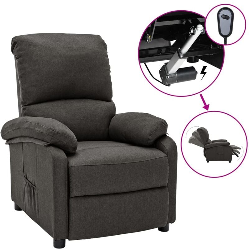 

Sillón eléctrico reclinable de tela gris oscuro