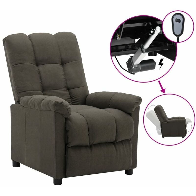 

Sillón eléctrico reclinable de tela gris taupé