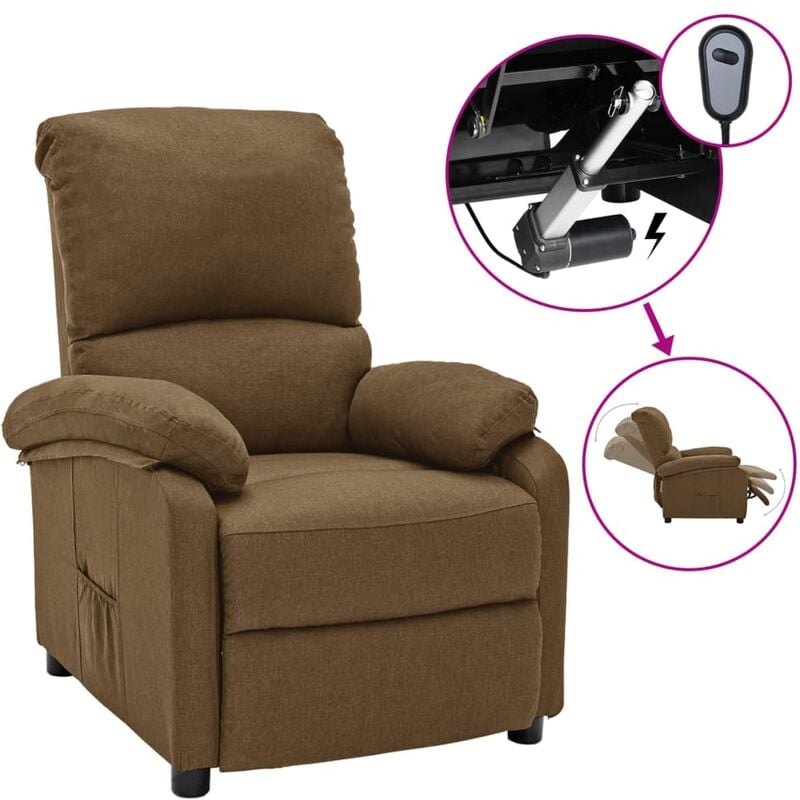 

Sillón eléctrico reclinable de tela gris taupé