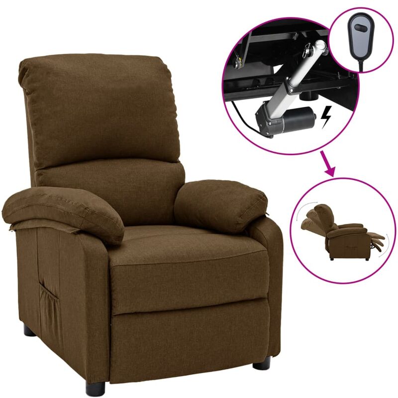 

Sillón eléctrico reclinable de tela marrón
