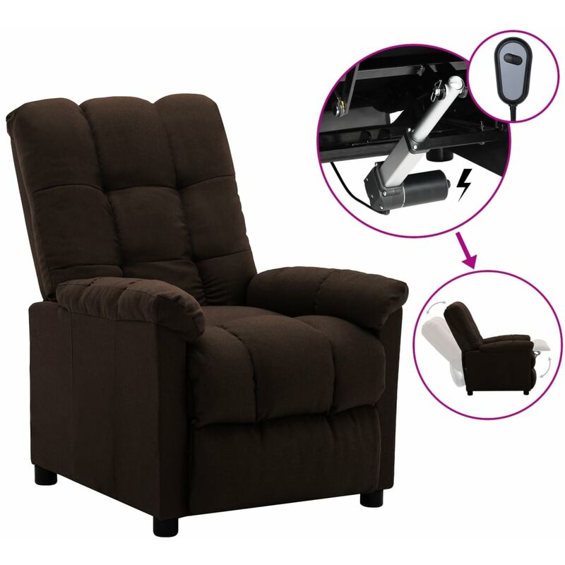 

Sillón eléctrico reclinable de tela marrón oscuro