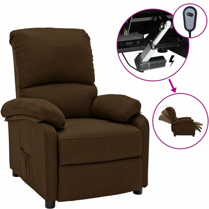 

Sillón eléctrico reclinable de tela marrón oscuro