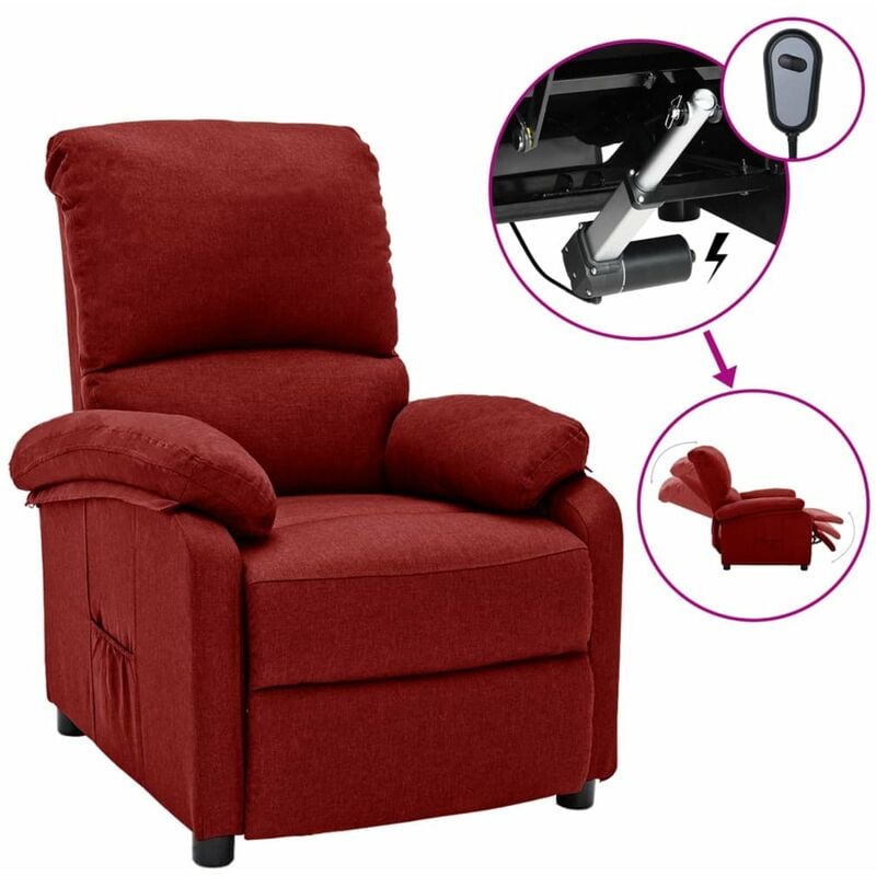 

Sillon electrico reclinable de tela rojo tinto