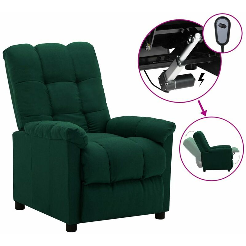 

Sillon electrico reclinable de tela verde oscuro