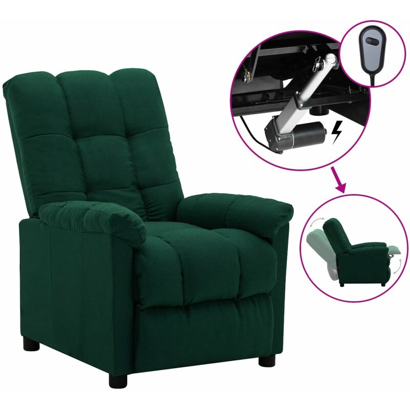 

Sillón eléctrico reclinable de tela verde oscuro