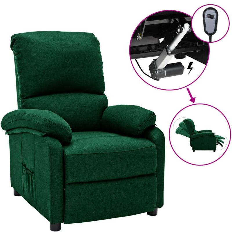 

Sillón eléctrico reclinable de tela verde oscuro
