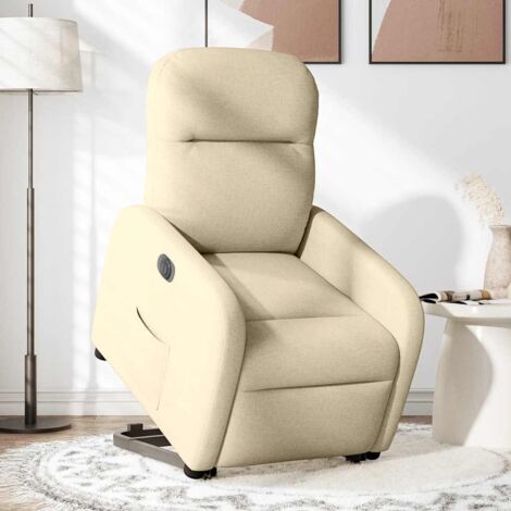 Sillón eléctrico reclinable elevable de tela color crema vidaXL