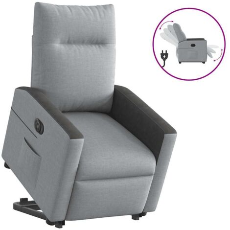 Sillón eléctrico reclinable elevable de tela gris claro