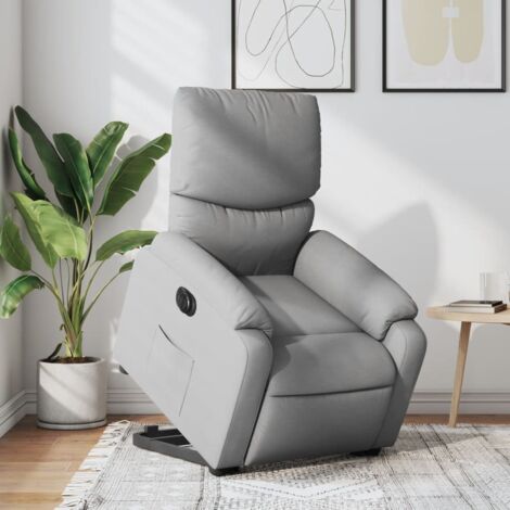 Sillón eléctrico reclinable elevable de tela gris claro vidaXL