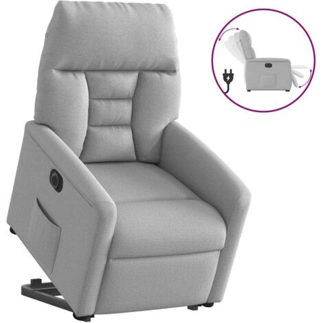 Sillón eléctrico reclinable elevable de tela gris nube
