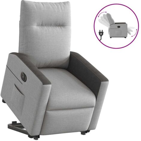 Sillón eléctrico reclinable elevable de tela gris nube vidaXL